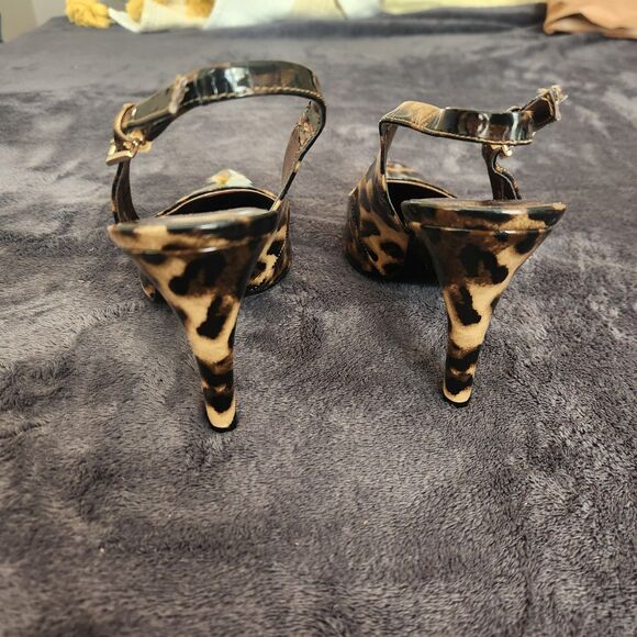 Nine West Shoes 8M Cheetah Brown Black Slingback Leopard Stiletto Heels - Picture 3 of 7
